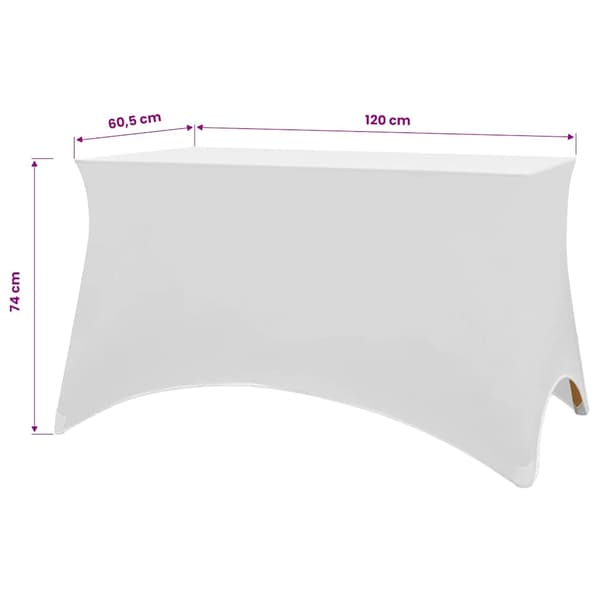 Bordsöverdrag stretch 2 st vit 120x60,5x74 cm