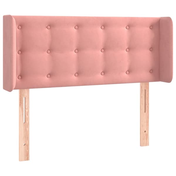 Sänggavel LED rosa 83x16x78/88 cm sammet