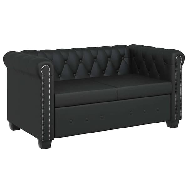 Chesterfield 2-sits konstläder svart