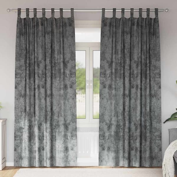 Sammetsgardiner 2 st Grå 245 x 140 cm Sammet