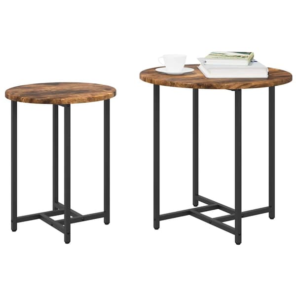 Sidobordsset 2 pcs Rökt Ek och Svart