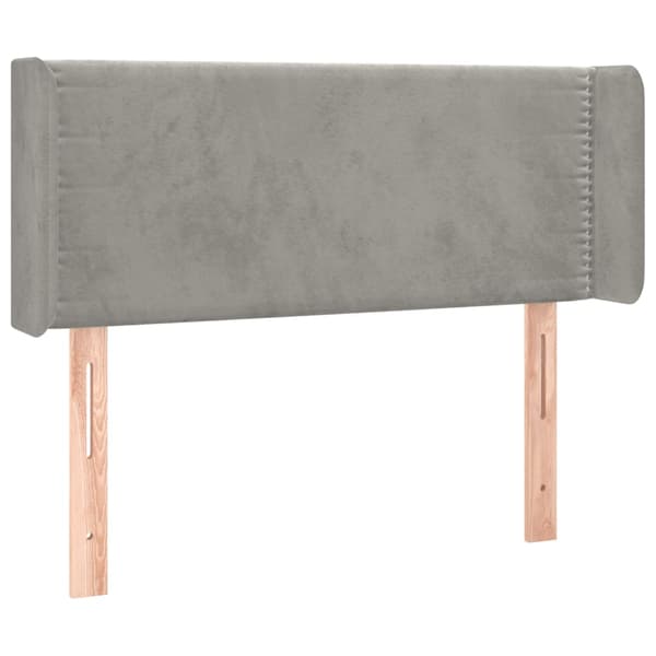 Sänggavel LED ljusgrå 103x16x78/88 cm sammet