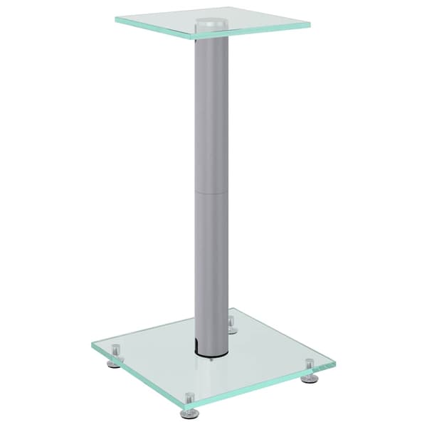 Högtalarstativ 2 st härdat glas 1-pelardesign silver