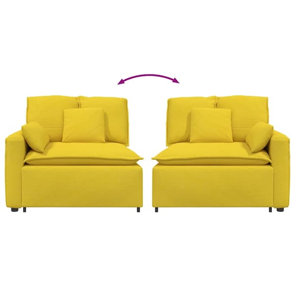 Modulär soffa armstöd ändmodul med dynor ljusgul 100 cm