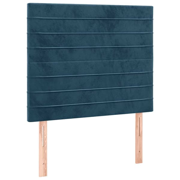 Sänggavel LED mörkblå 80x5x118/128 cm sammet