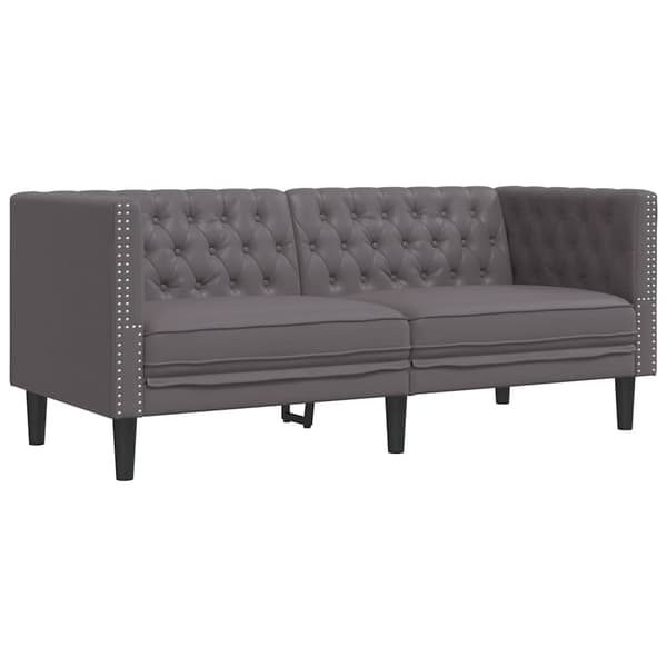 Soffgrupp chesterfield 3 delar grå konstläder