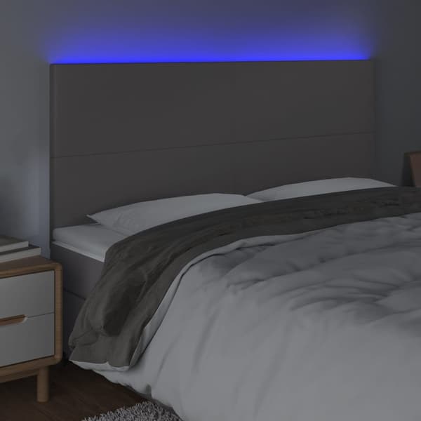 Sänggavel LED grå 200x5x118/128 cm konstläder