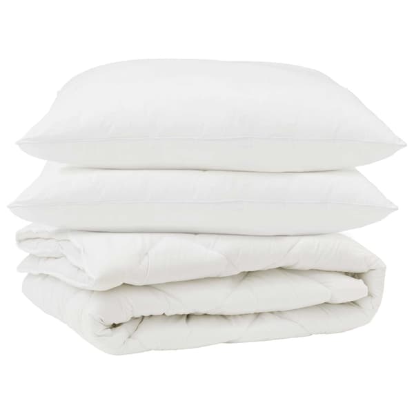 Duntäcke med kudde 3 pcs Vit Mikrofiber