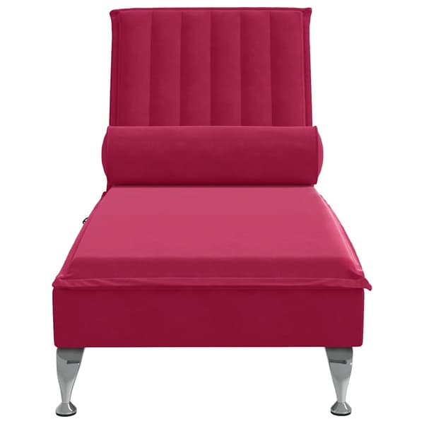 Massageschäslong med bolster vinröd sammet