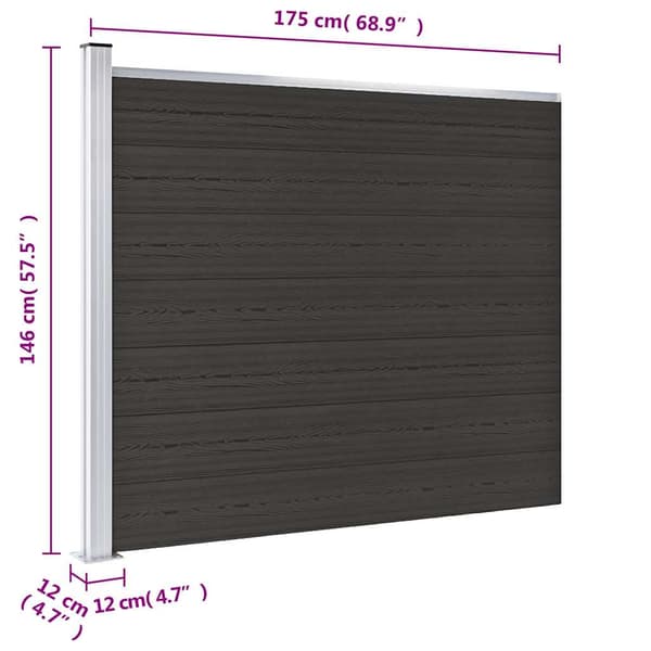 Staketpanel WPC 175x146 cm svart
