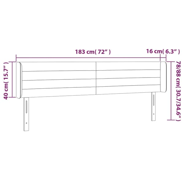 Sänggavel LED rosa 183x16x78/88 cm sammet