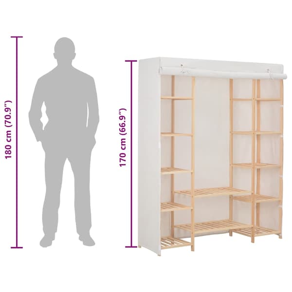 Garderob 135x40x170 cm vit tyg