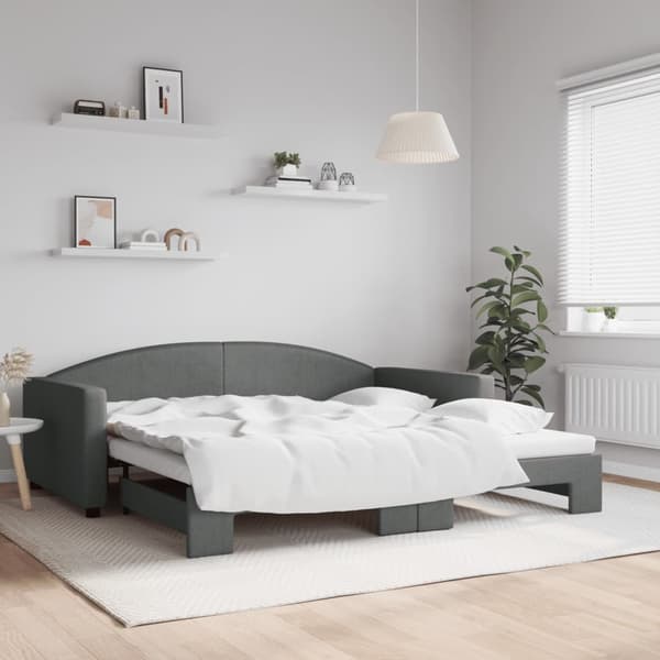 Dagbädd utdragbar mörkgrå 100x200 cm tyg