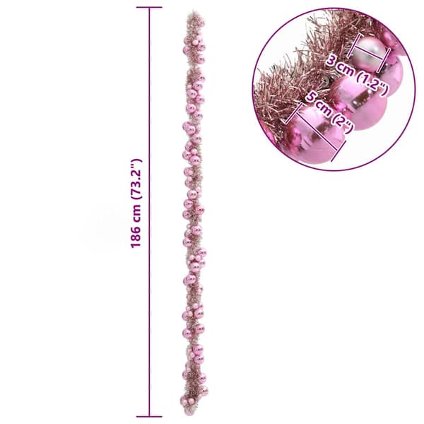 Julkulagirland Rosa 186 cm Polystyren