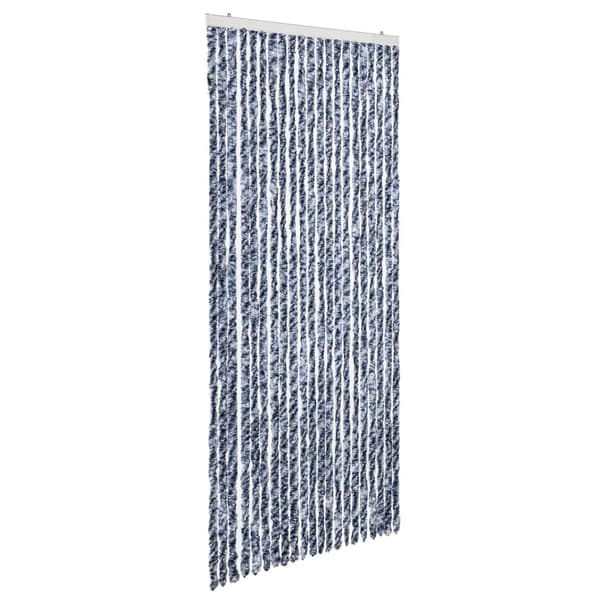 Insektsdraperi blå, vit och silver 90x220 cm chenille