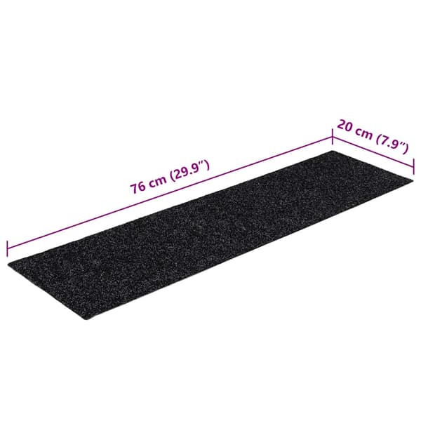 Trappmattor självhäftande 30 st 76x20 cm svarta rektangulära