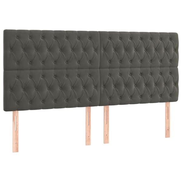 Ramsäng med madrass mörkgrå 200x200 cm sammet