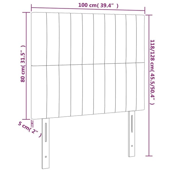 Sänggavel ljusgrå 100x5x118/128 cm tyg