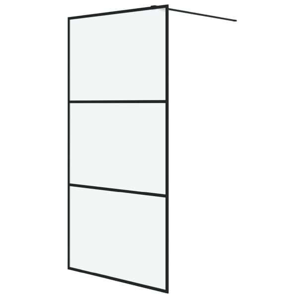 Duschvägg svart 100x195 cm halvfrostat ESG-glas