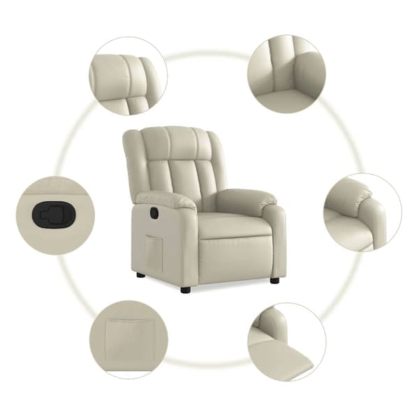Reclinerfåtölj gräddvit konstläder