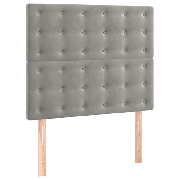 Ramsäng med madrass ljusgrå 90x200 cm sammet