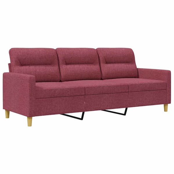 3-sitssoffa vinröd 180 cm tyg
