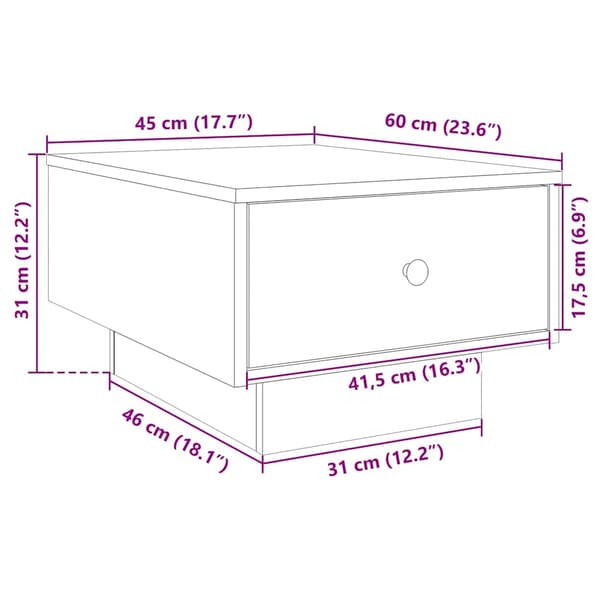 Soffbord vit 60x45x31 cm konstruerat trä