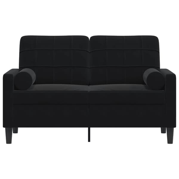 2-sitssoffa med prydnadskuddar svart 120 cm sammet