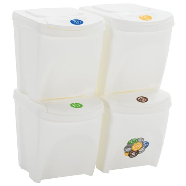 Stapelbara soptunnor 4 st vit 100 L polypropen
