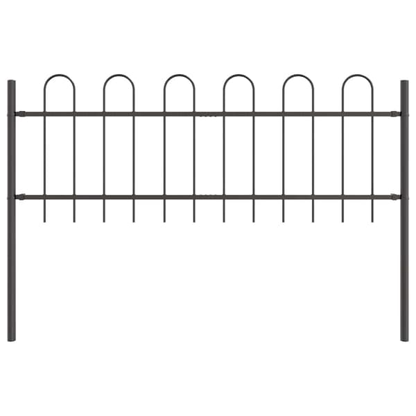 Trädgårdsstängsel 3 pcs Grå 5,1 x 0,6 m Pulverlackerad stål