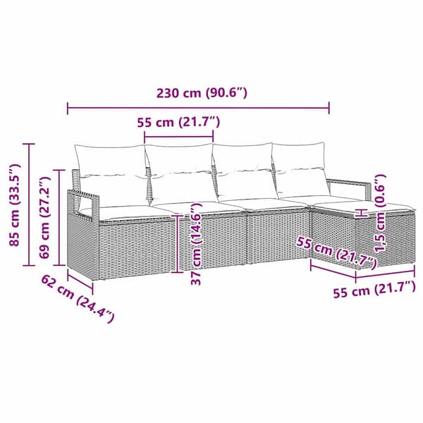 Soffset med kudde 5 pcs Ljusgrå konstrotting
