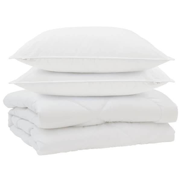 Duntäcke med kudde 3 pcs Vit Mikrofiber