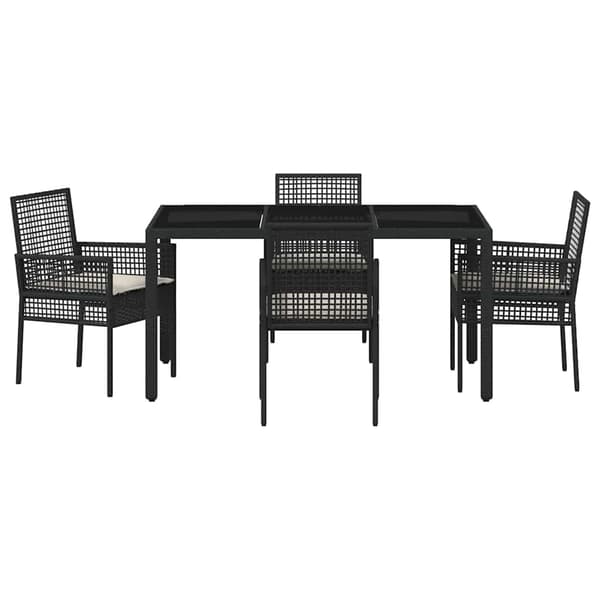 Trädgårdsmöbelset 5 pcs Svart konstrotting