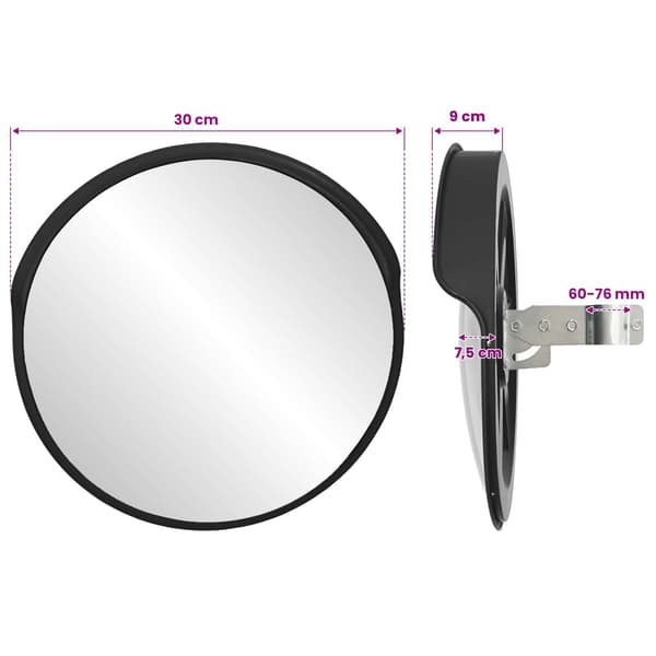 Konvex trafikspegel 30 cm PC-plast svart