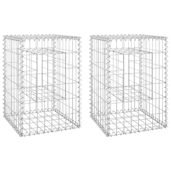 Gabionkorgar 2 st stolpformade 40x40x60 cm järn