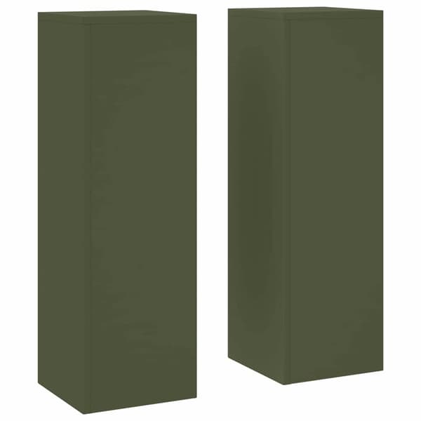 Växtställ 2 pcs Olivgrön 24 x 24 x 75 cm Stål