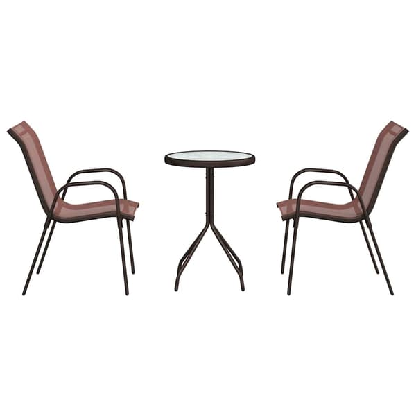 Trädgårds Bistro Set 3 pcs Brun Stål