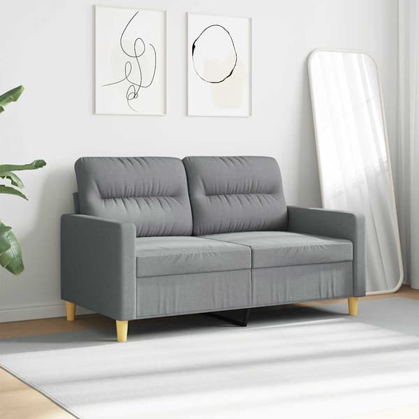 2-sitssoffa ljusgrå 120 cm tyg