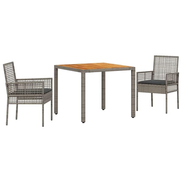 Trädgårdsmöbelset 3 pcs Grå konstrotting
