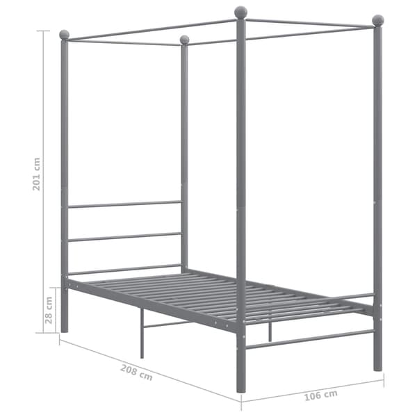 Himmelsäng grå metall 90x200 cm