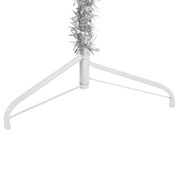 Smal halv plastgran med stativ silver 210 cm