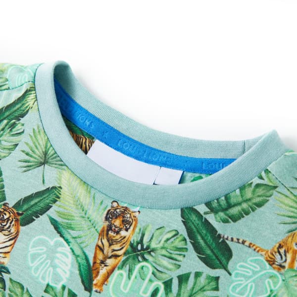 T-shirt för barn grönmelerad 128