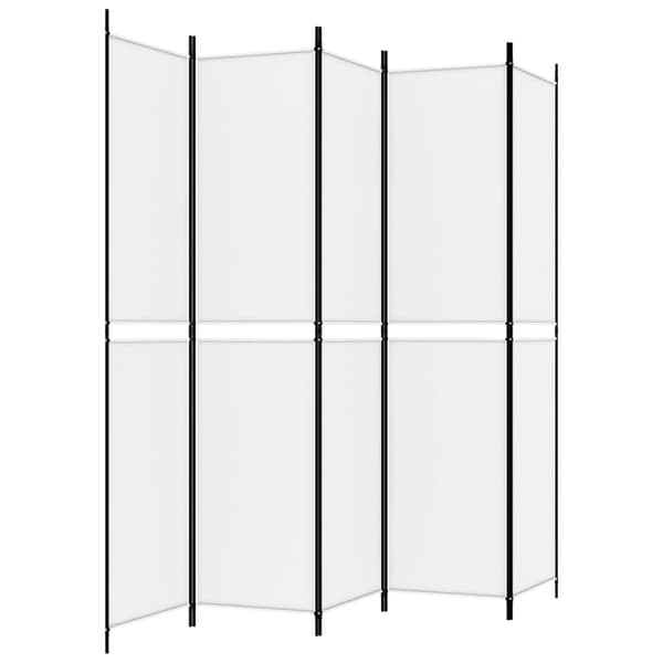 Rumsavdelare 5 paneler vit 250x220 cm tyg