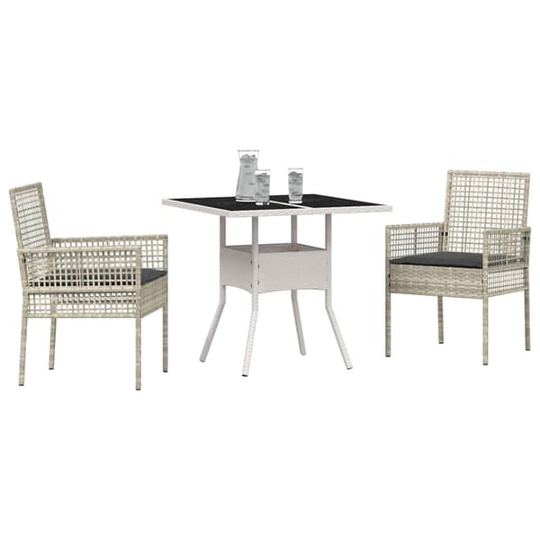 Trädgårdsmöbelset 3 pcs Ljusgrå konstrotting