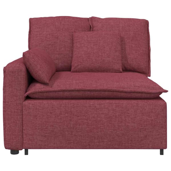 Modulär soffa armstödsändmodul med dynor vinröd 100 cm