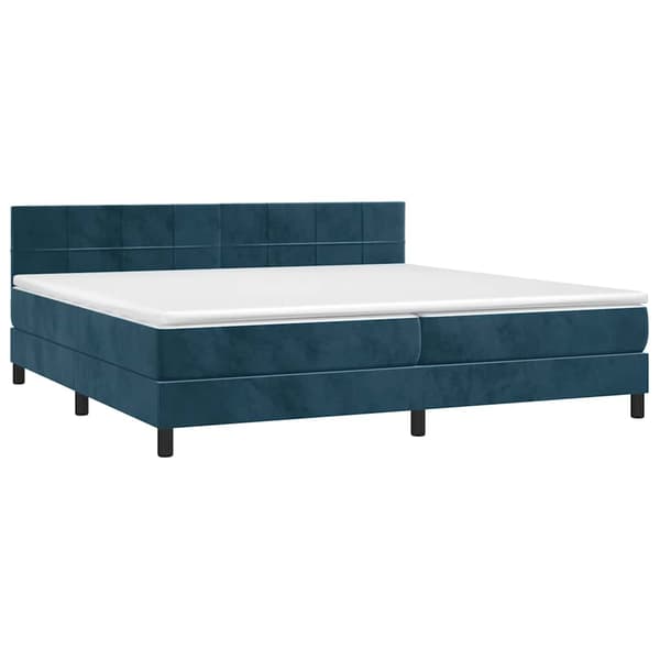 Ramsäng med madrass mörkblå 200x200 cm sammet