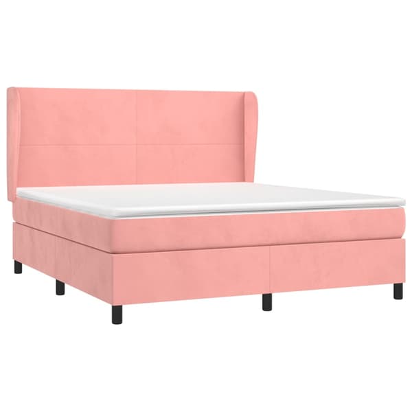 Ramsäng med madrass rosa 160x200 cm sammet