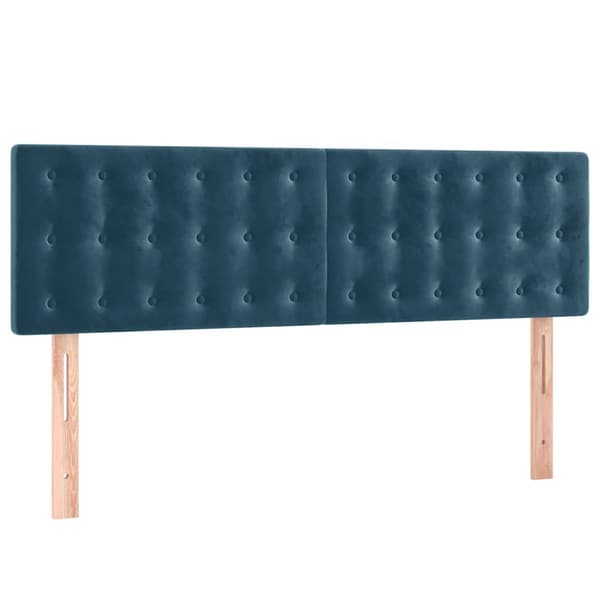 Ramsäng med madrass mörkblå 140x200 cm sammet