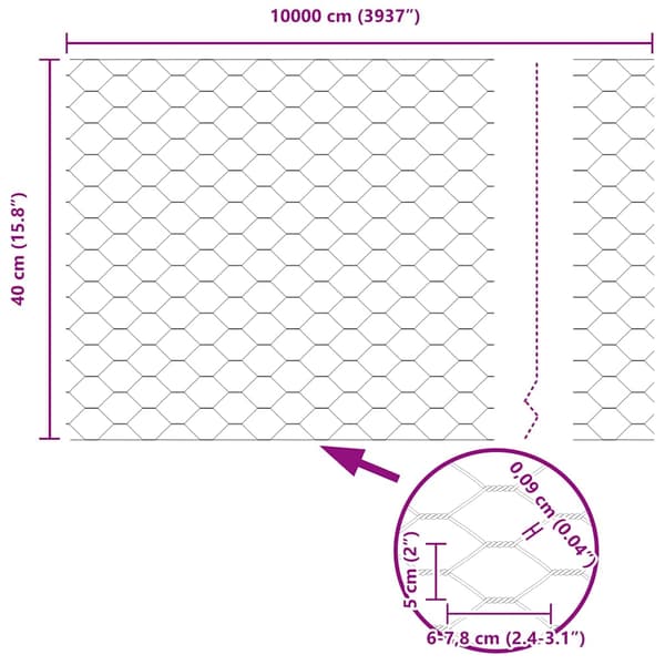 Hexagonstängsel Grå 0,4 x 100 m PVC