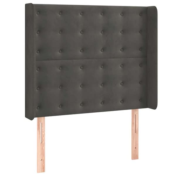 Ramsäng med madrass & LED mörkgrå 80x200 cm sammet